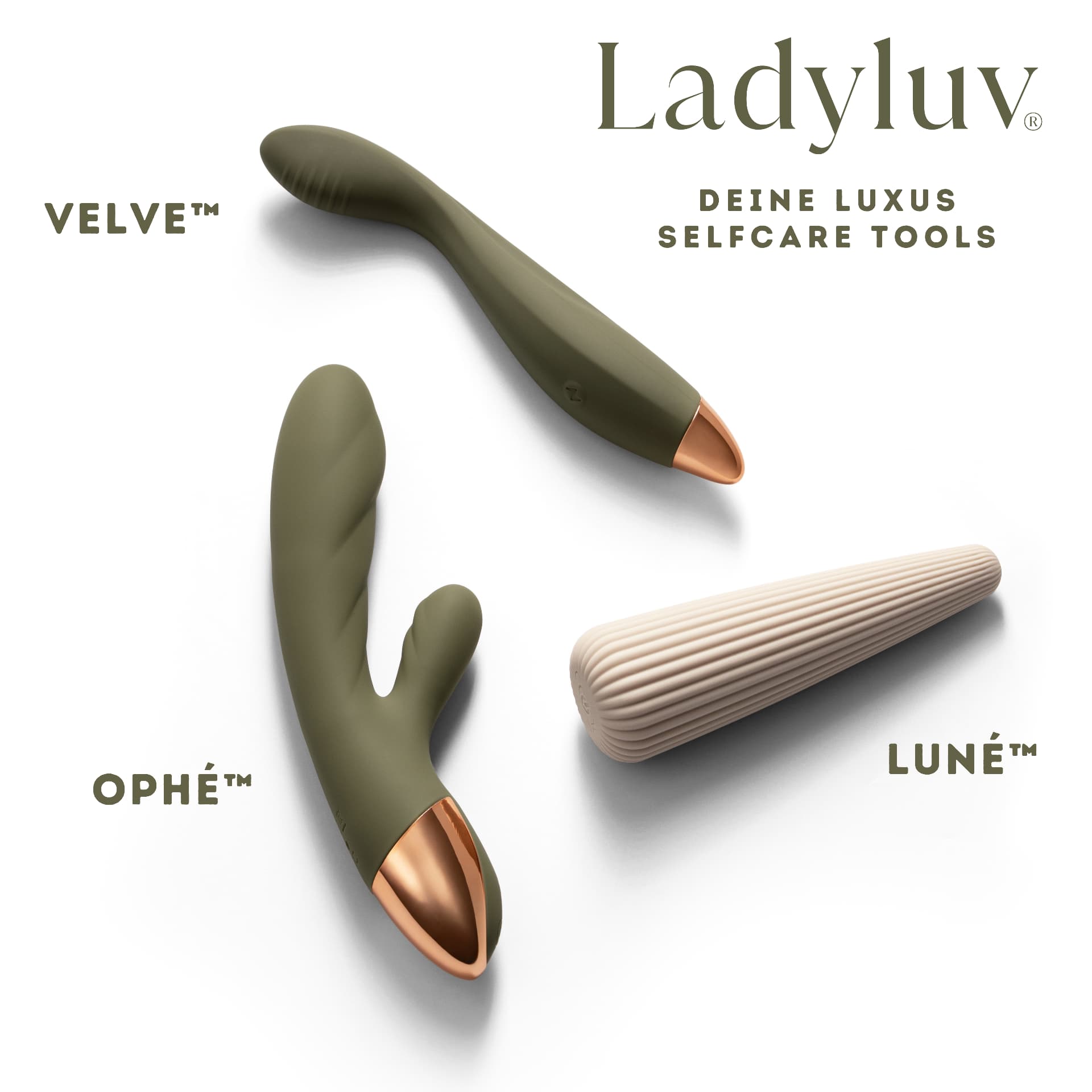 Die Ladyluv Kollektion: Velve, Ophé und Luné in Oliv und Cream